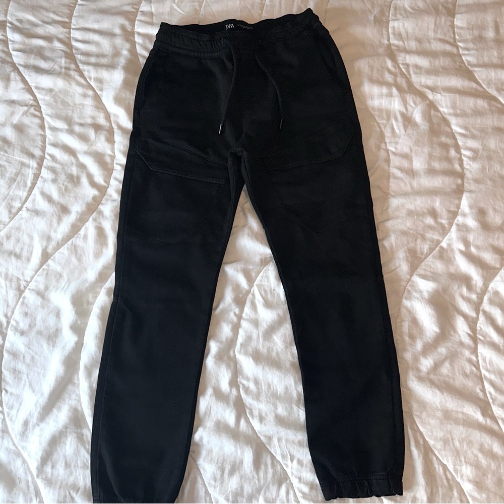 Zara Men’s Cargo Stretch Drawstring Joggers - Black - Medium